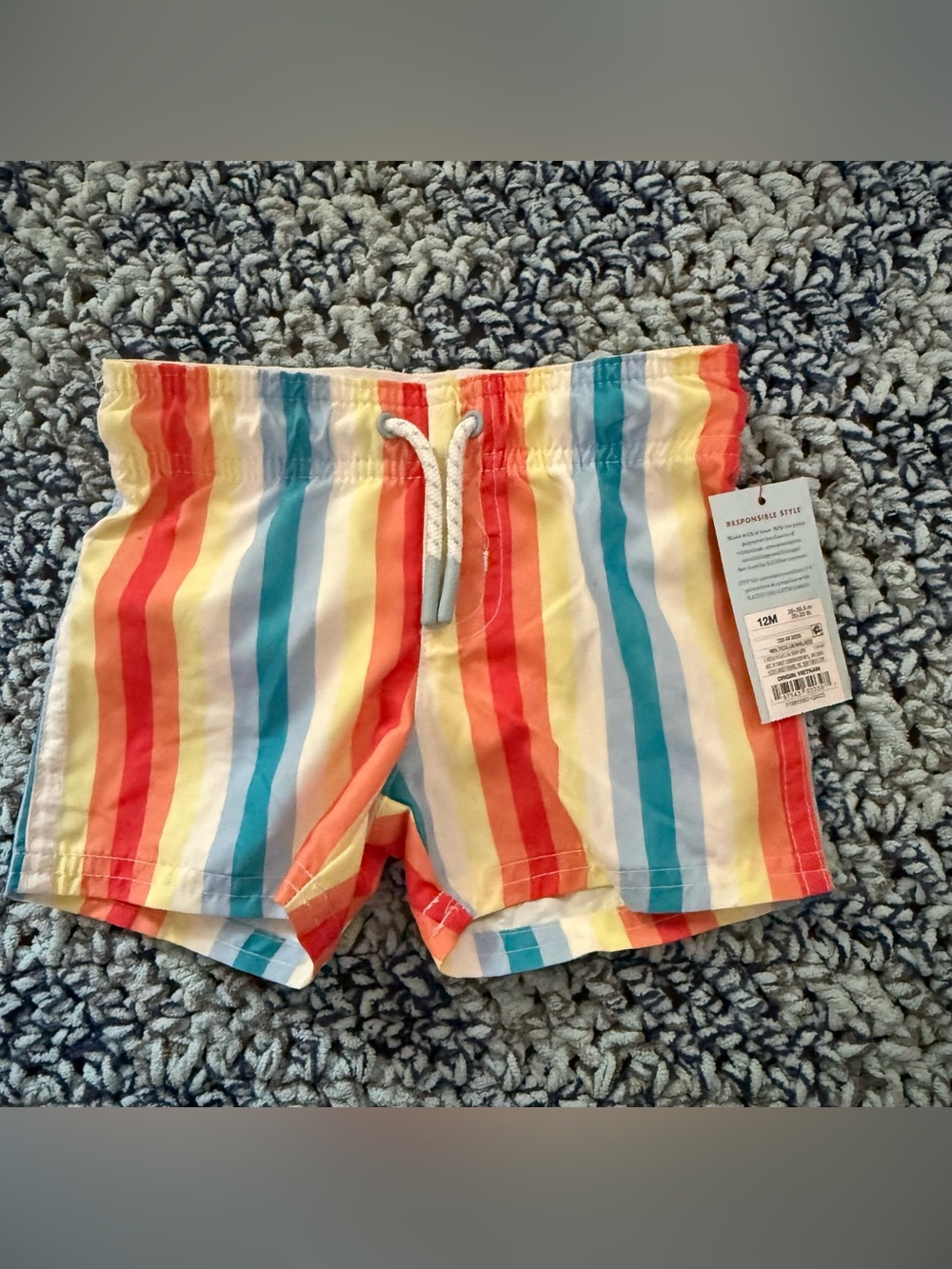 Toddler Rainbow Stripe Swim Trunks